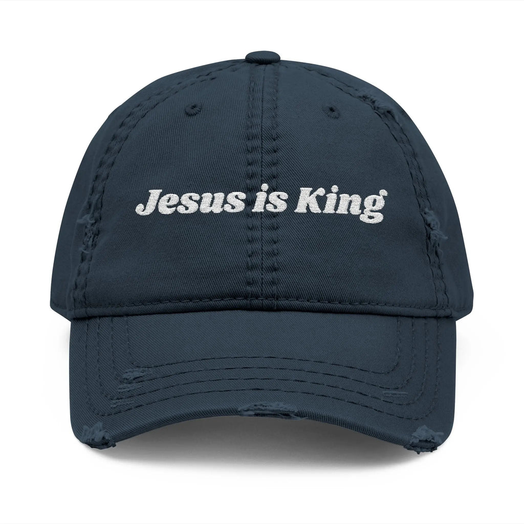 Jesus is King Distressed Dad Hat Printify