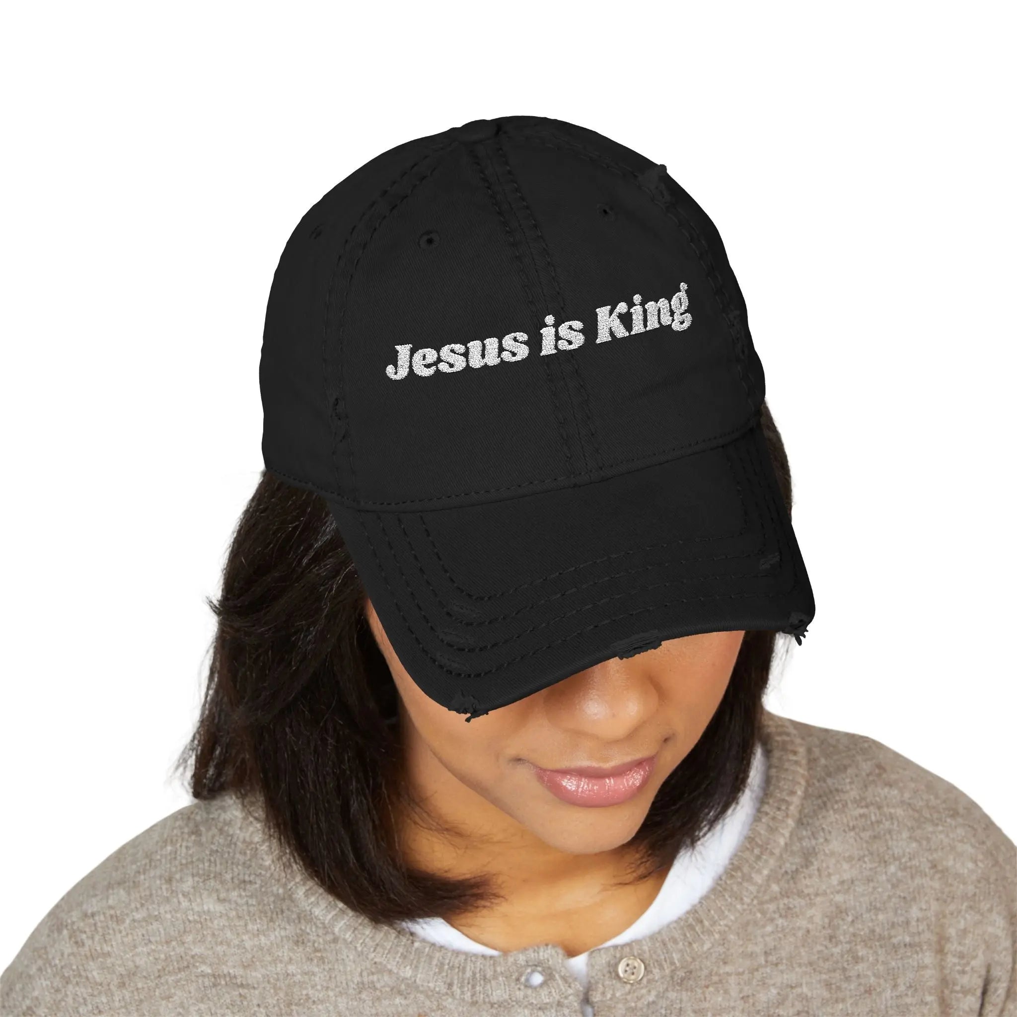 Jesus is King Distressed Dad Hat 
