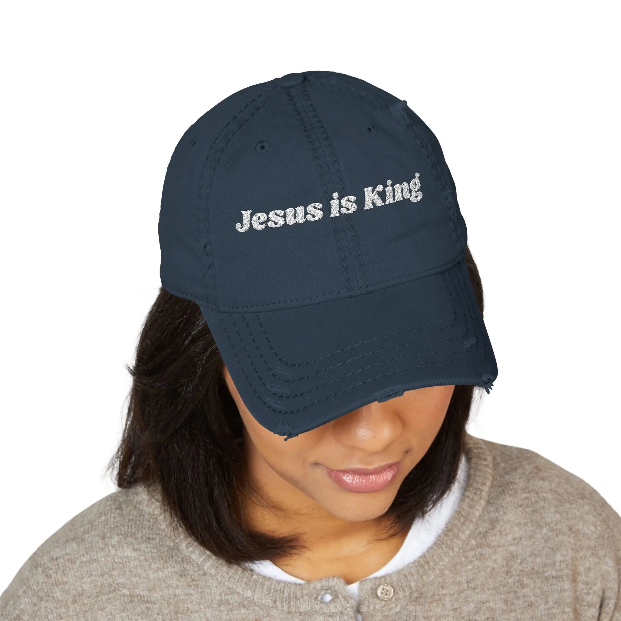 Jesus is King Distressed Dad Hat 