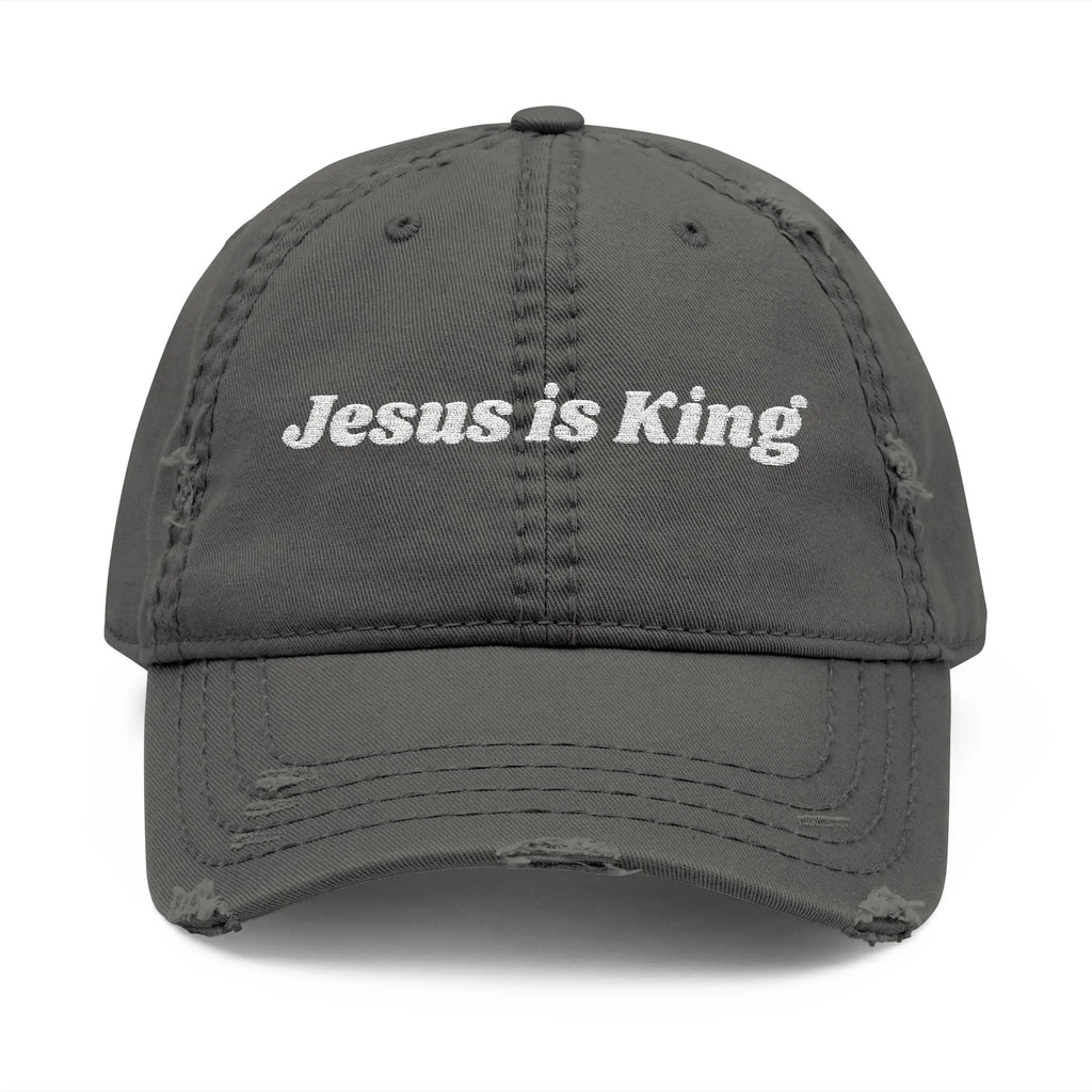 Jesus is King Distressed Dad Hat Printify