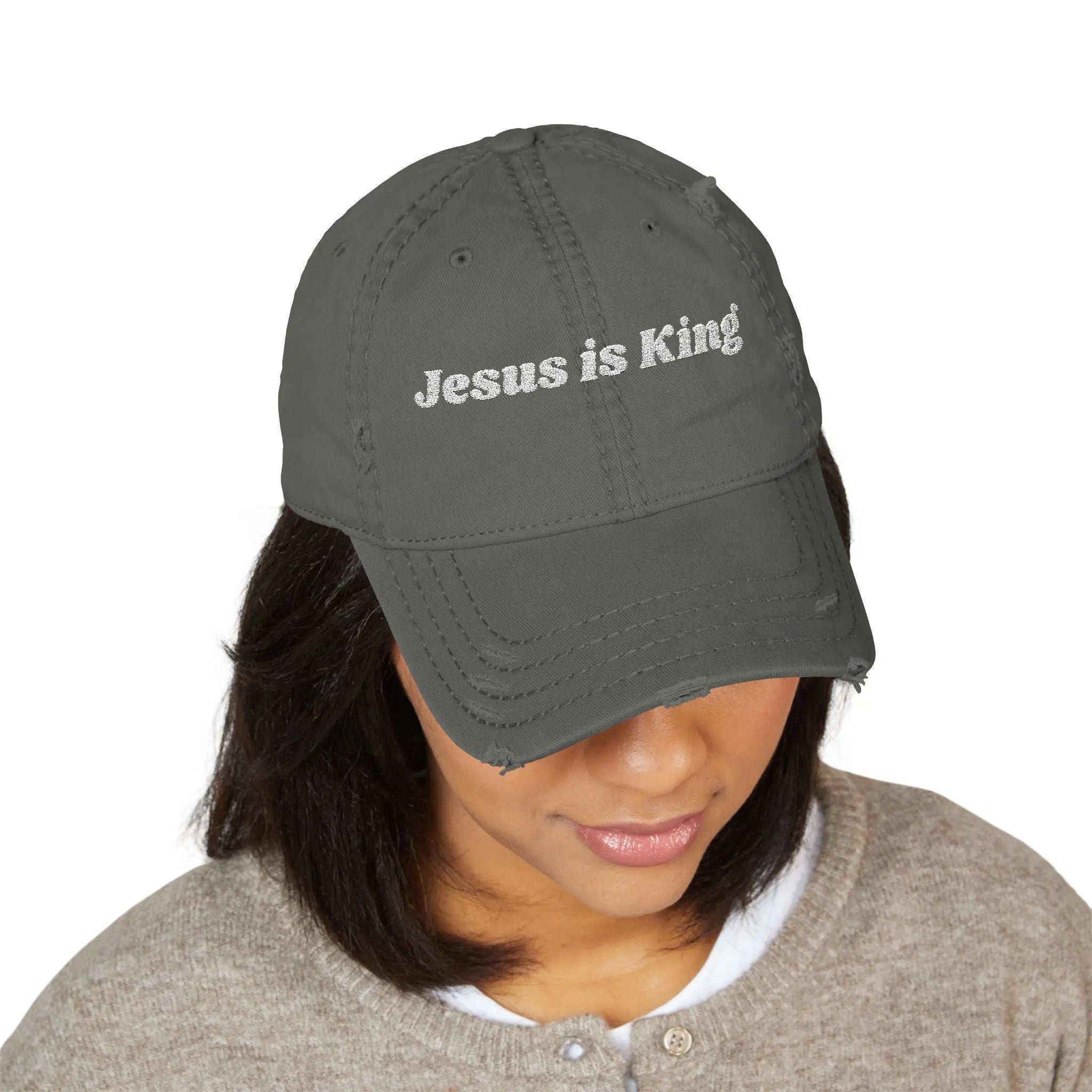 Jesus is King Distressed Dad Hat Printify